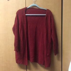 Thick red wool cardigan